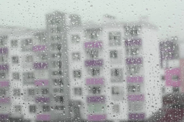 Waterdruppels Het Glas Regen Buiten Het Raam — Stockfoto