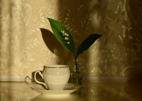 Cup Coffee Flowers — Stock Photo, Image