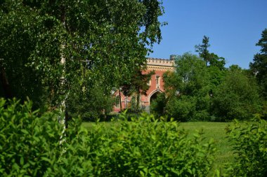 Parkta bir patika, bir yaz günü, dinlenecek bir yer.