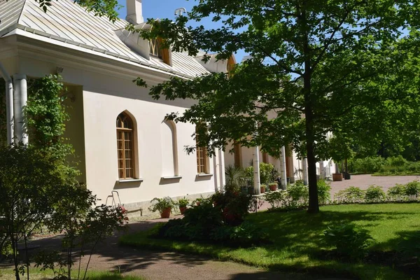 Bahçe Evi Kır Hayatı Manzara Tasarımı Güneşli Bir Gün — Stok fotoğraf