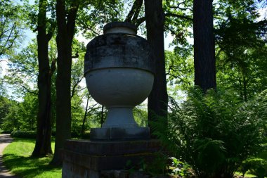 Parktaki insanlar için dinlenme yeri, parktaki manzara tasarımı, yaz günü