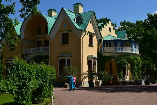 Ricca Casa Giardino Paesaggistica Nel Parco Giornata Estiva — Foto Stock