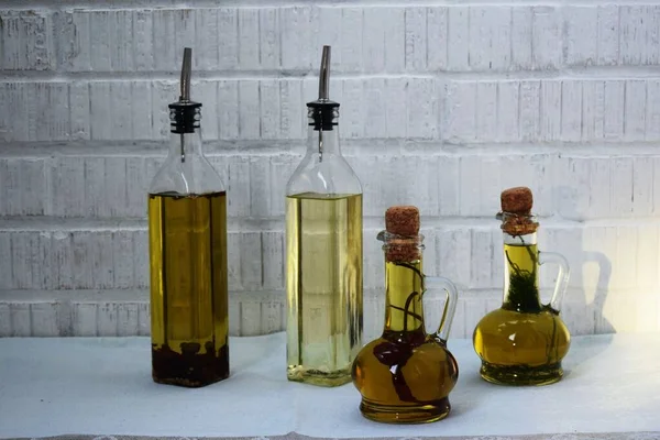 still life, olive oil bottles