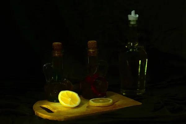 Azeite Limão Mesa — Fotografia de Stock
