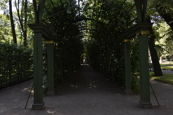 Parque Lugar Para Pessoas Relaxarem Árvores Verdes — Fotografia de Stock