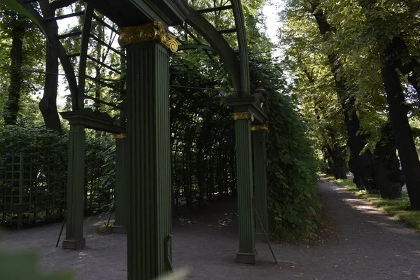 Parque Lugar Para Pessoas Relaxarem Árvores Verdes — Fotografia de Stock