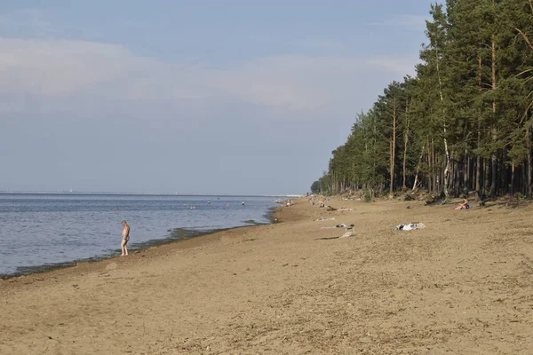 Kikapcsolódás Strandon Emberek Tenger Homok — Stock Fotó