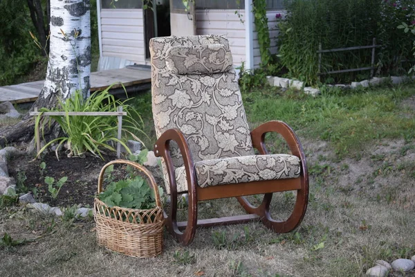 Cadeira Vime Jardim — Fotografia de Stock