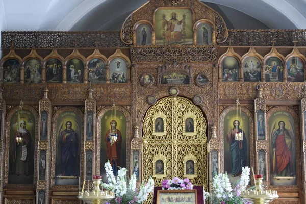 Icone Ortodosse Dei Santi Nella Chiesa — Foto Stock