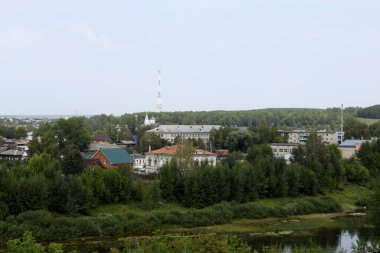 Gökyüzünden eski kasabanın manzarası