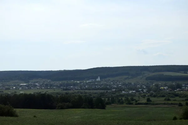 Ausgesäte Felder Freiflächen Sommertag — Stockfoto