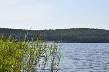 Göl ve bulutlarla kaplı yaz manzarası