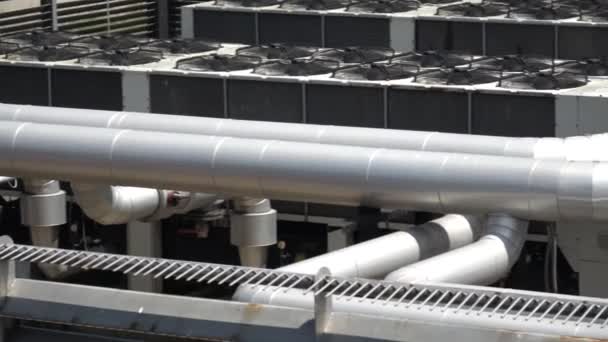 Industrial air conditioning system with pipes and fans — Stock Footage Industrial air conditioning system with pipes and fans Stock Video
