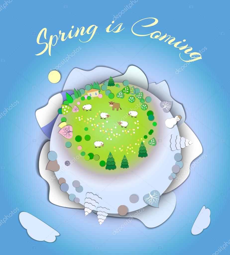 El comienzo de la primavera.Concepto de cambio de estaciones.Concepto