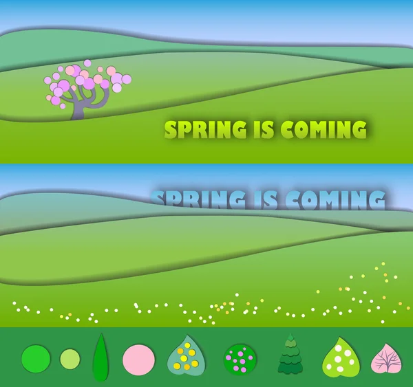 Přichází jaro. Začátek jara. Změna koncepce — Stockový vektor