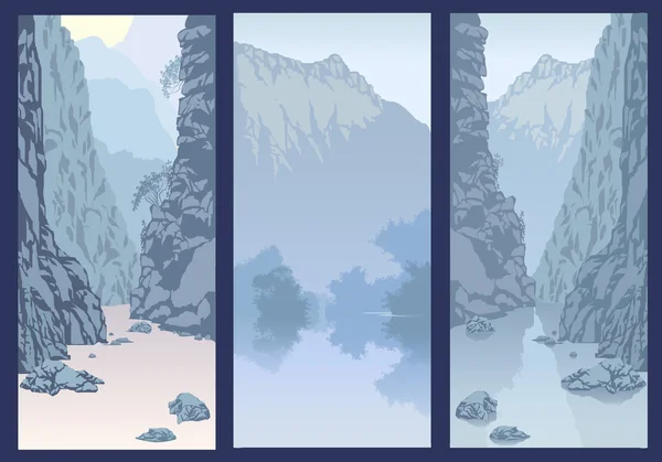 Ormanlı mavi dağların manzarası. Dağ manzarası. Siluet