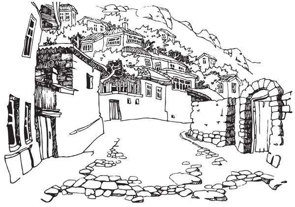 Calle del casco antiguo — Vector de stock