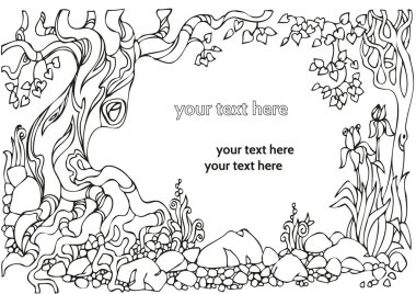 Dekoratif peyzaj ağaçları ile.