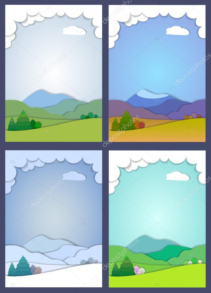 landscape scene in four different seasons of the year