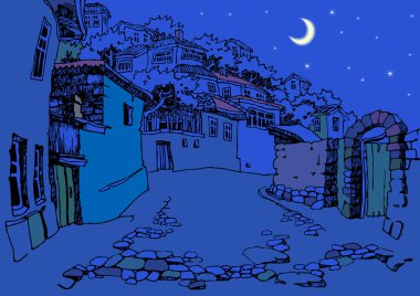 Street of the old town at night