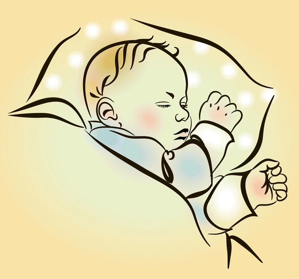 Schönes Neugeborenes schlafend in der Krippe. — Stockvektor