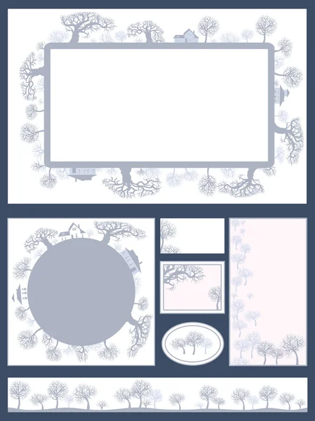 Decorative frame with silhouette of a forest with thick and thin — Stock Illustration Decorative frame with silhouette of a forest with thick and thin Royalty Free Stock Illustrations
