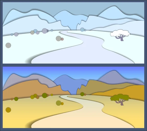 Concept vlakke landschap achtergrond sjabloon vectorillustratie. — Stockvector