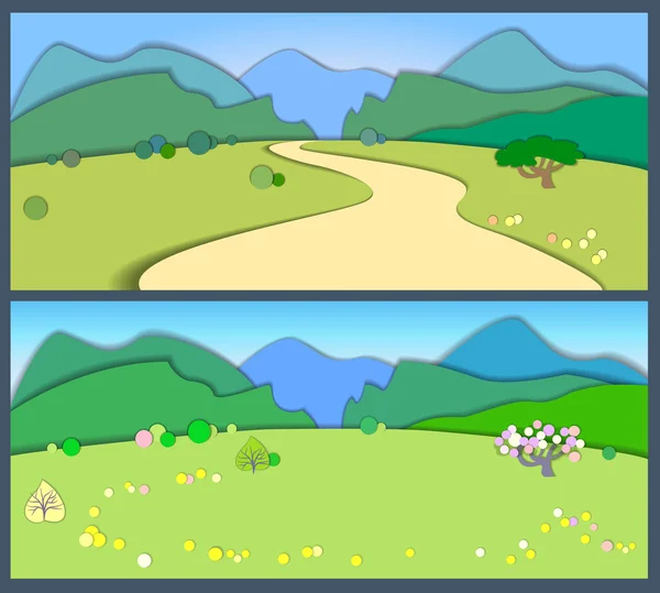 Düz stil arazi doğal. İlkbahar ve yaz