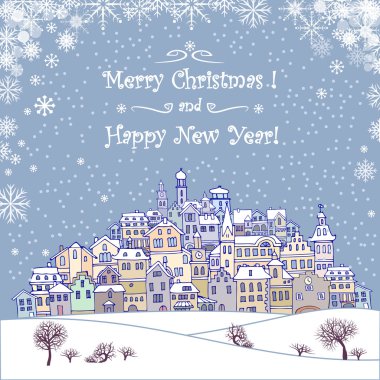 Merry Christmas and Happy New Year holiday background with inscr
