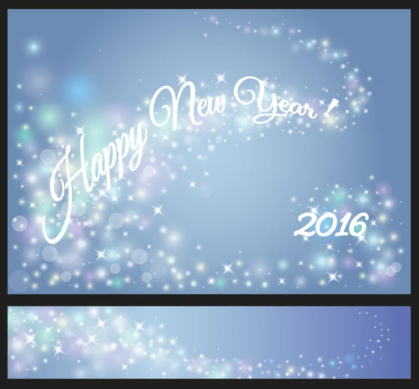Mutlu yeni yıl kutlamaları el ilanı, afiş, poster ya da parlak metin ile davet. Yeni yıl 2016 — Stok Vektör