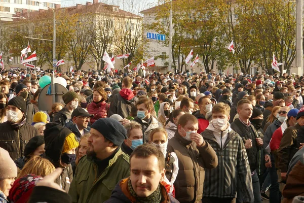 Fredlig Demonstration Mot Regeringsvåld Och Valfusk Vitryssland — Stockfoto