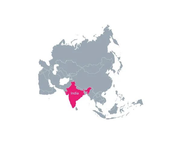India en Asia mapa vector. Ilustración vectorial. — Vector de stock