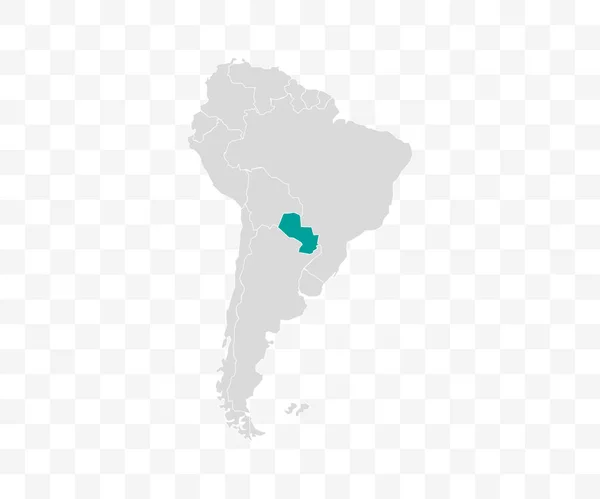 Paraguay na mapě Jižní Ameriky. Vektorová ilustrace. — Stockový vektor