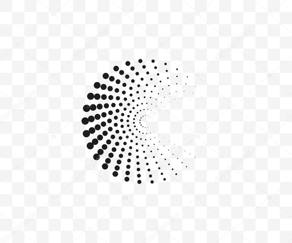 Dotted spiral symbol on transparent background. Vector illustration.