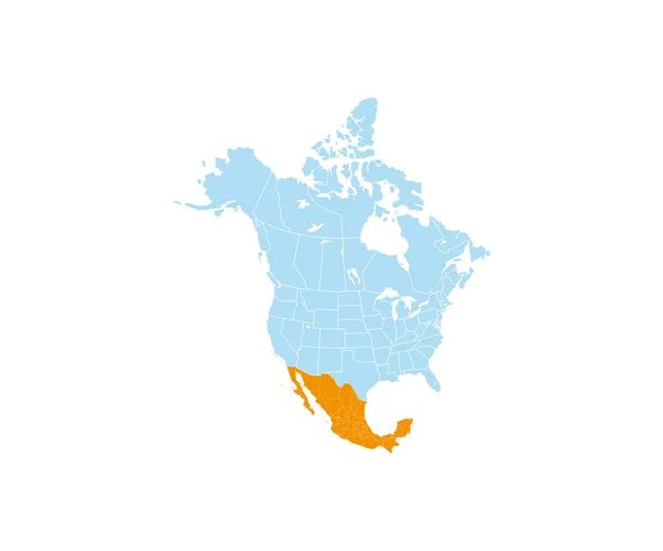 Mexique Sur Vecteur Carte Amérique Nord — Image vectorielle