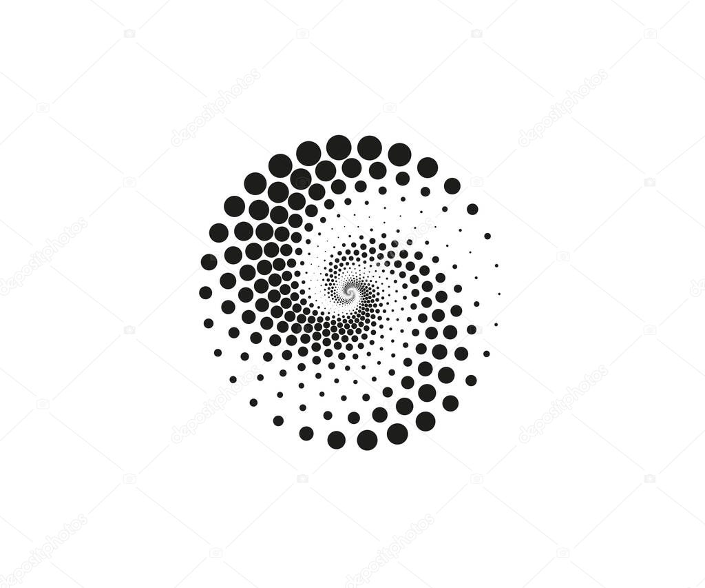 Vector illustration. Dotted spiral symbol