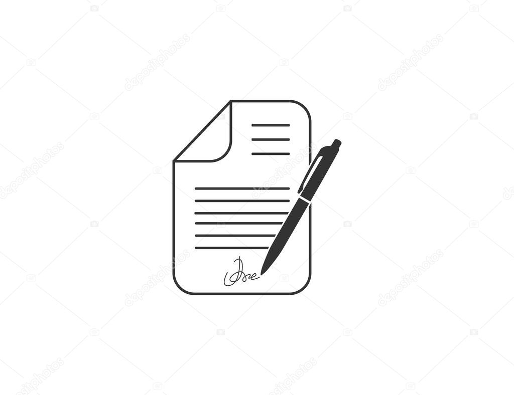 Vector illustration. Document pen signature icon