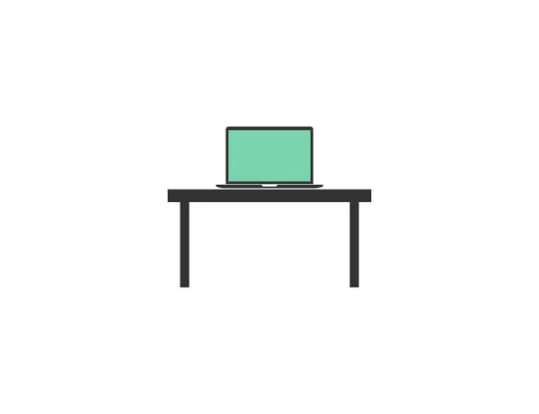 Table de bureau, intérieur, icône du lieu de travail. Illustration vectorielle, design plat. — Image vectorielle