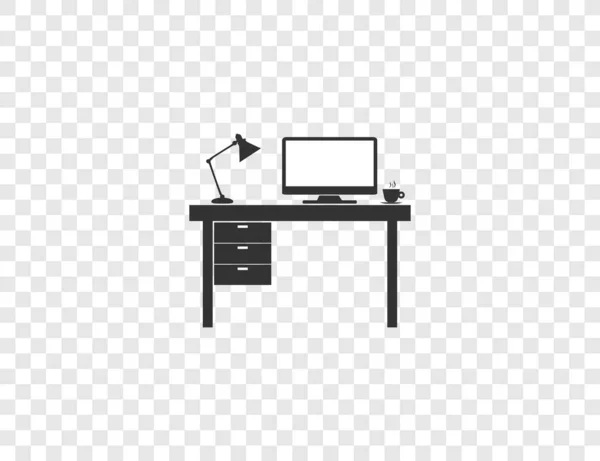 Table de bureau, intérieur, icône du lieu de travail. Illustration vectorielle, design plat. — Image vectorielle