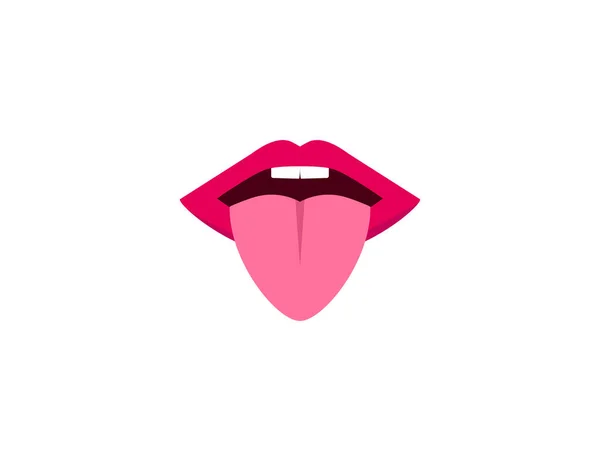 Labios humanos, sentidos, ícono de lengua. Ilustración vectorial. — Vector de stock