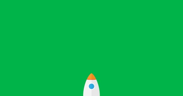 Raketenanimation Auf Grünem Hintergrund Flacher Stil — Stockvideo