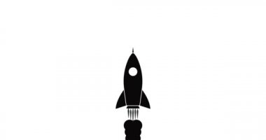4 bin. Roket, fırlatma, başlangıç animasyonu. Düz biçim.