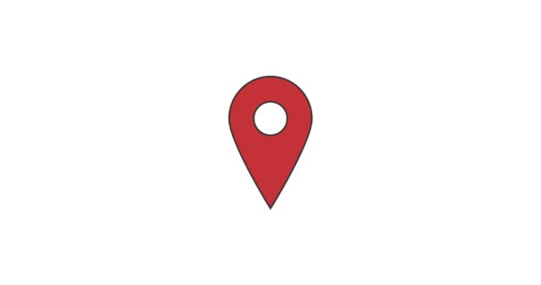 Анимационная Иконка Указателя Местоположения Gps Значок Location Pin Альфа — стоковое видео