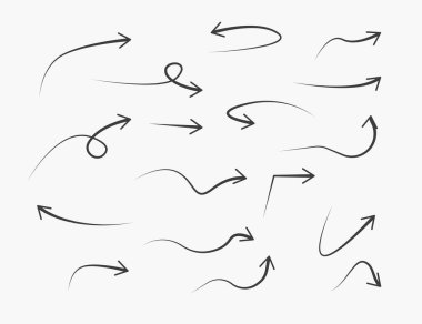 Vektör çizimi. Ok, karalama çizim simgesi seti