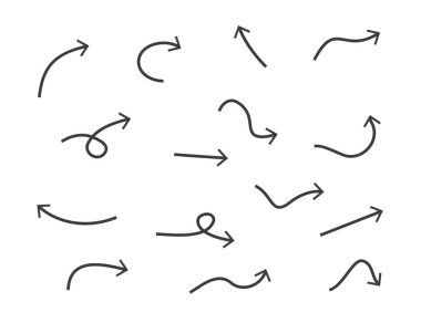 Vektör çizimi. Ok, karalama çizim simgesi seti