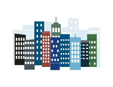 Vektör çizimi. Şehir manzarası düz