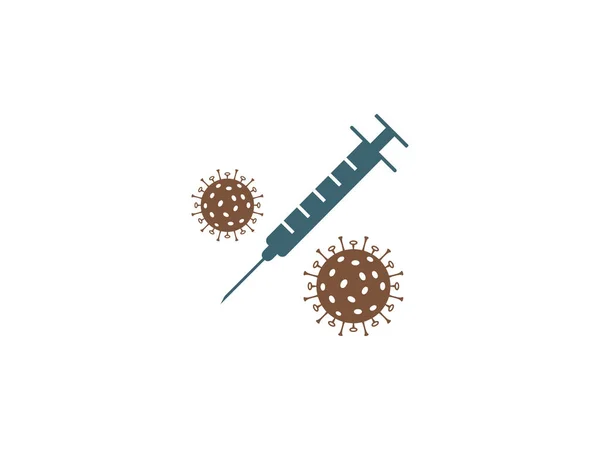 Vacinação Injeção Ícone Inoculação Ilustração Vetorial Design Plano — Vetor de Stock