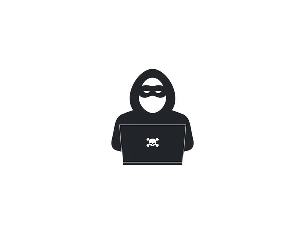 Vector Illustration Flat Design Criminal Robber Internet Icon — Stock Vector