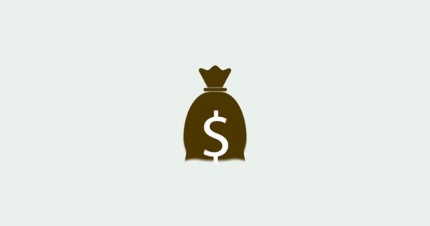 Money bag - Dollaro USA Valuta. Motion graphic design. Canale alfa. — Video Stock