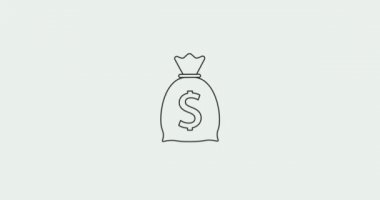 Para çantası, Amerikan Doları. Hareketli grafik tasarım. Alfa kanalı.